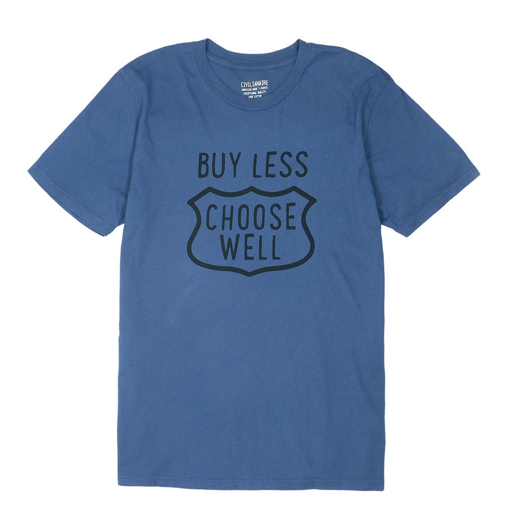 "Buy Less, Choose Well" Short Sleeve Men's Tee - New Blue