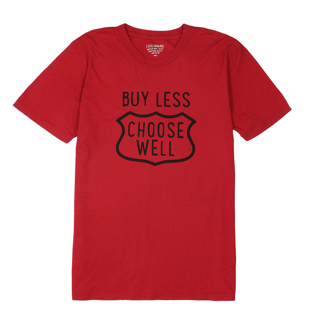 "Buy Less, Choose Well" Short Sleeve Men's Tee - Blitz Red