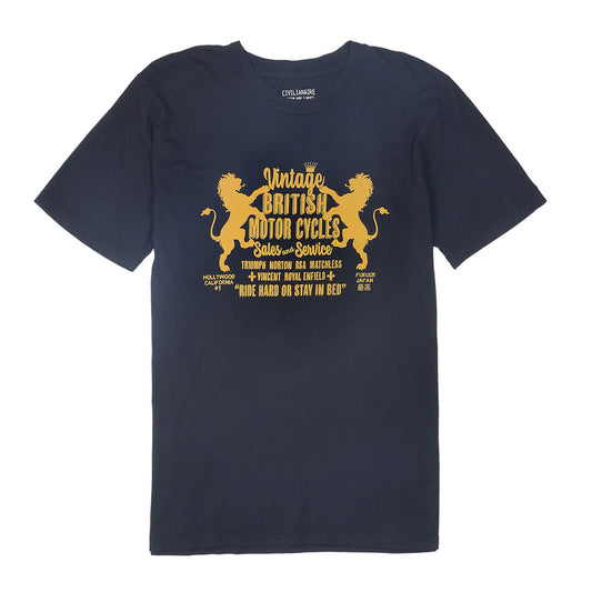 "BRITISH MOTORCYCLES" Short Sleeve Mens Crew Neck Tee - Black Coal