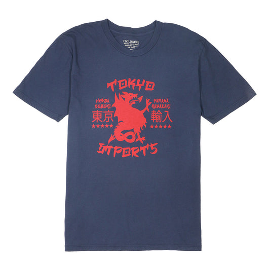 "DRAGON IMPORTS" Short Sleeve Mens Crew Neck Tee - Dark Slate Blue