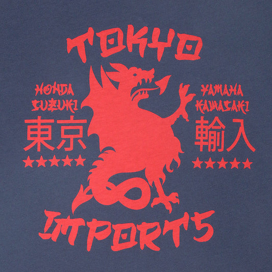 "DRAGON IMPORTS" Short Sleeve Mens Crew Neck Tee - Dark Slate Blue