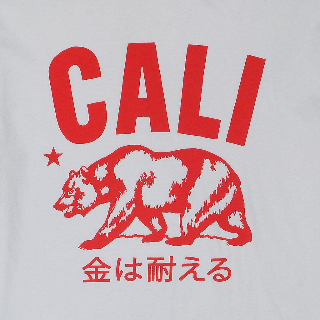 "Don't Mess with Cali" Short Sleeve Mens Crew Neck Tee - Frost/Red