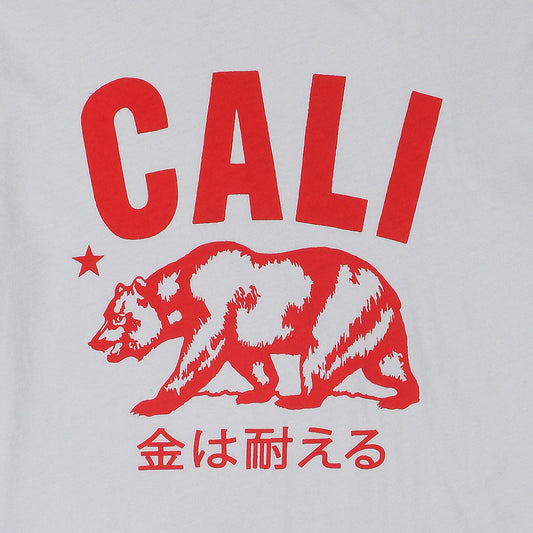 "Don't Mess with Cali" Short Sleeve Mens Crew Neck Tee - Frost/Red