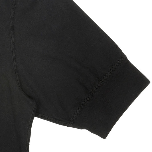Short Sleeve Banded Henley - 40's Lightweight Cotton - Jet Black
