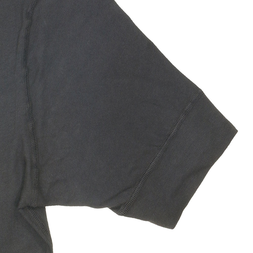 Short Sleeve Banded Henley - 40's Lightweight Cotton - Black Coal