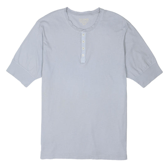 Short Sleeve Banded Henley - 40's Lightweight Cotton - Frost
