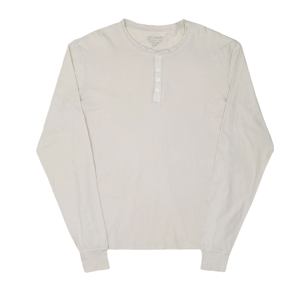 Long Sleeve Cotton Banded Henley - Ash