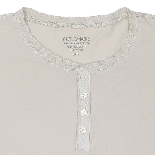Long Sleeve Cotton Banded Henley - Ash