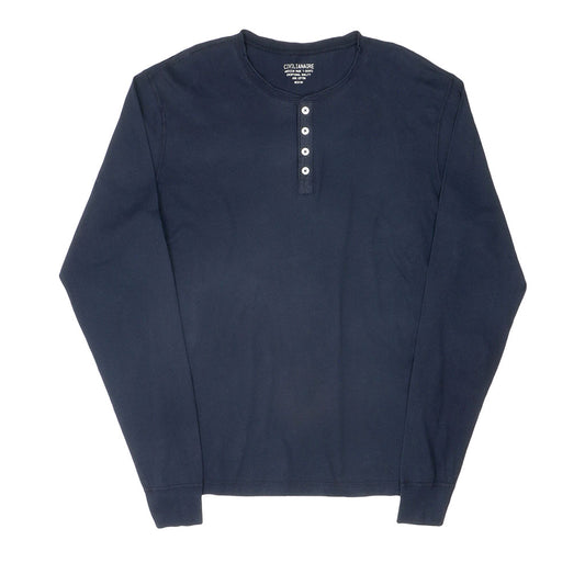 Long Sleeve Cotton Banded Henley - EZ Dark Navy