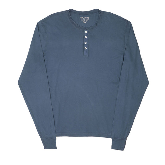 Long Sleeve Cotton Banded Henley - Moon