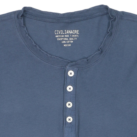 Long Sleeve Cotton Banded Henley - Moon