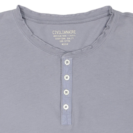 Long Sleeve Cotton Banded Henley - Iron