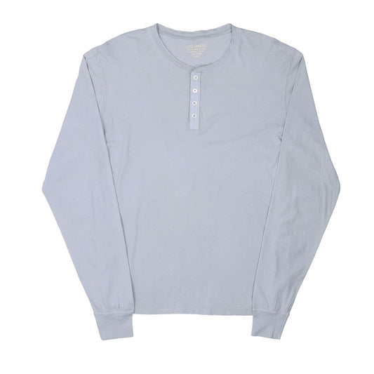 Long Sleeve Cotton Banded Henley - Frost