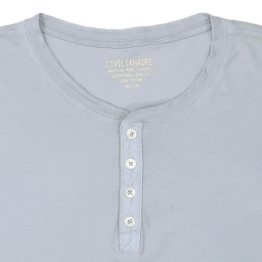 Long Sleeve Cotton Banded Henley - Frost