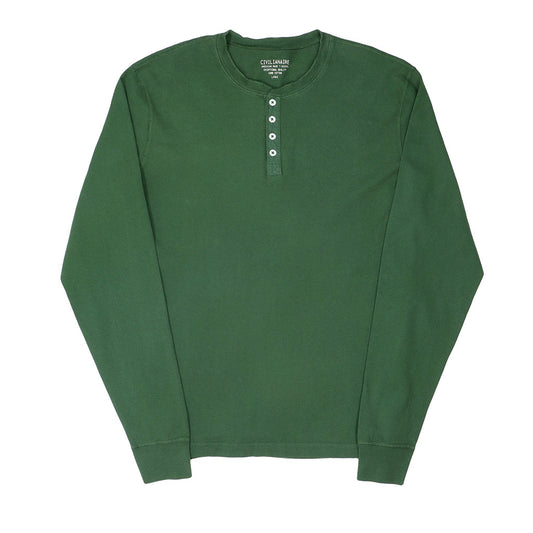 Long Sleeve Heavy Henley - Bottle Green