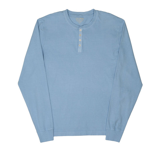 Long Sleeve Heavy Henley - Powder Blue