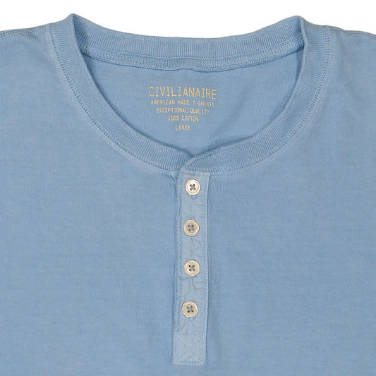 Long Sleeve Heavy Henley - Powder Blue