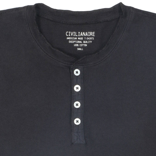 Long Sleeve Heavy Henley - Black Coal