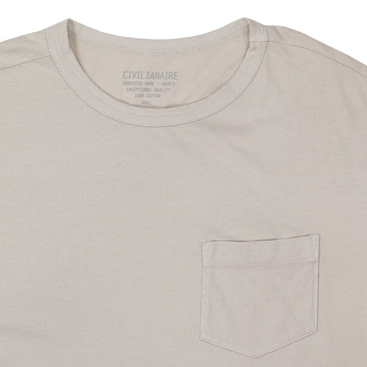 Crew Neck Short Sleeve 1 Pocket Tee - Stone