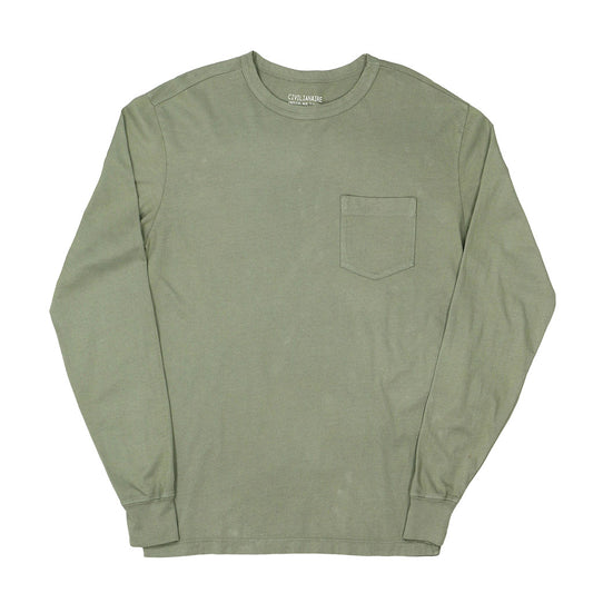 Crew Neck Long Sleeve 1 Pocket Tee - Celadon
