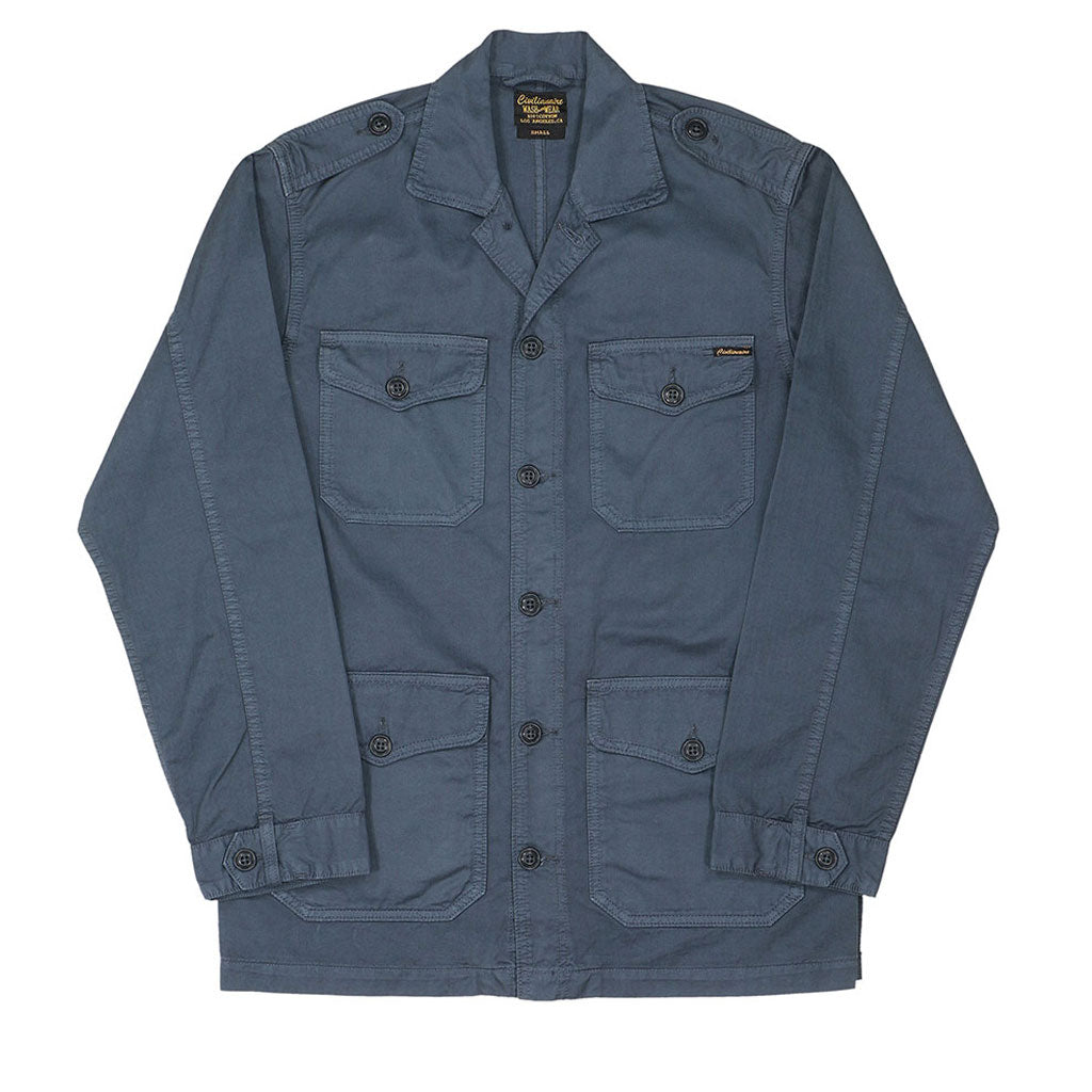 4 Pocket Herringbone V-Flap Field Jacket - Moon