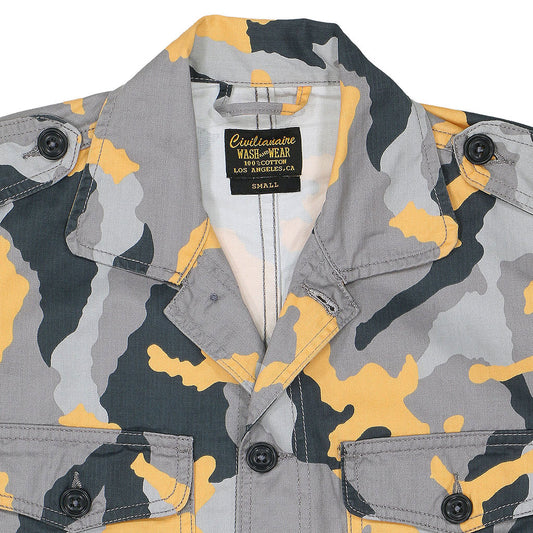 4 Pocket Herringbone V-Flap Field Jacket - Orange Camo