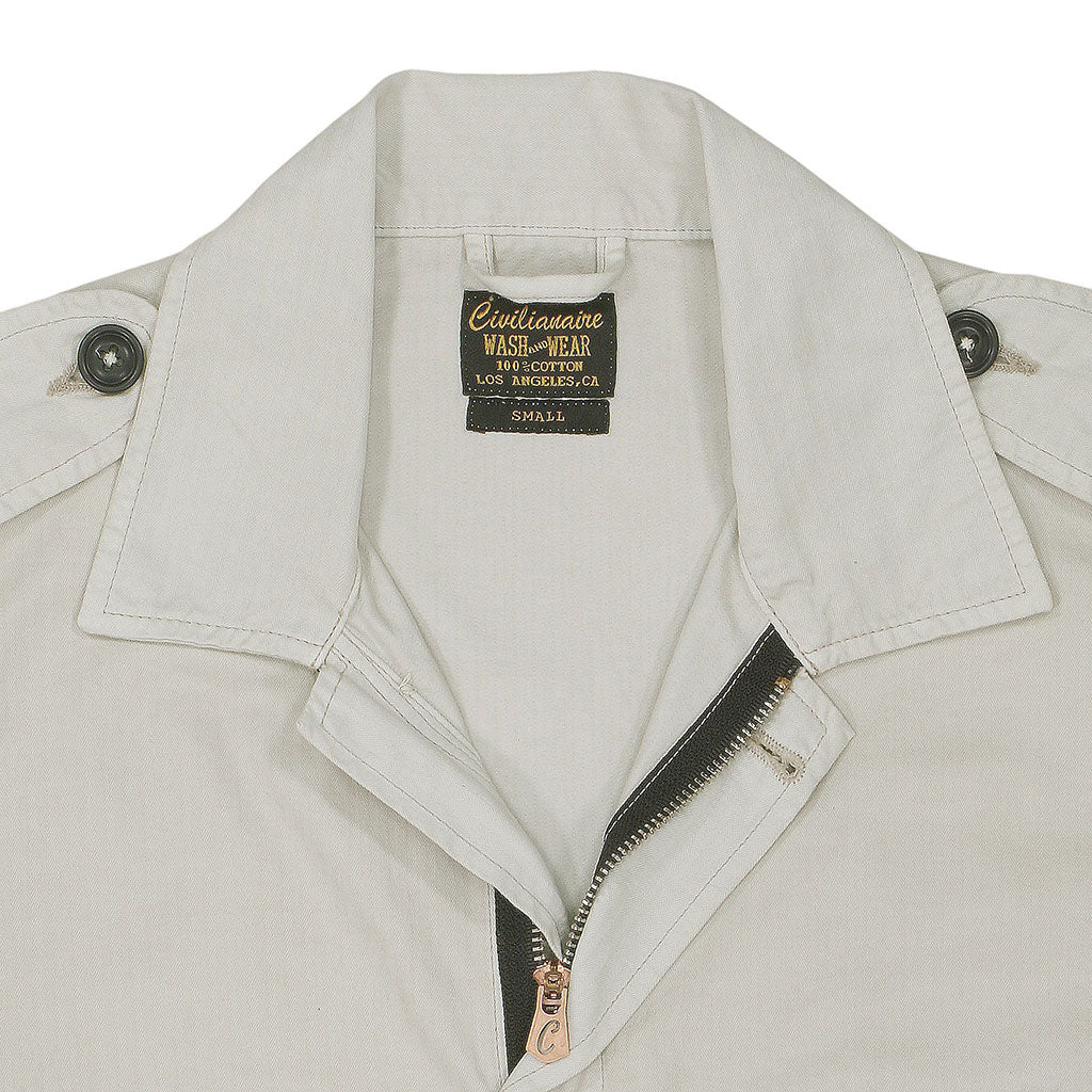 3 Pocket Herringbone Cotton Officer Jacket - Ash