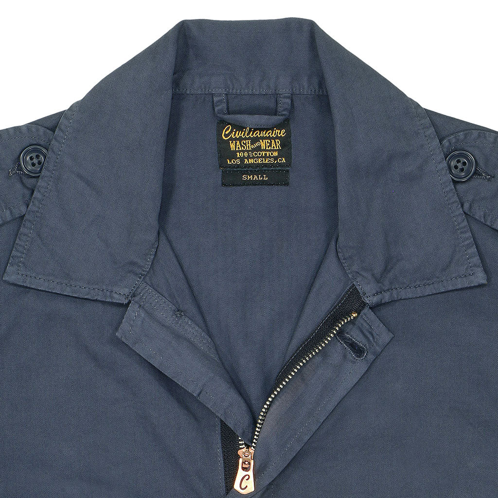 3 Pocket Herringbone Cotton Officer Jacket - Moon