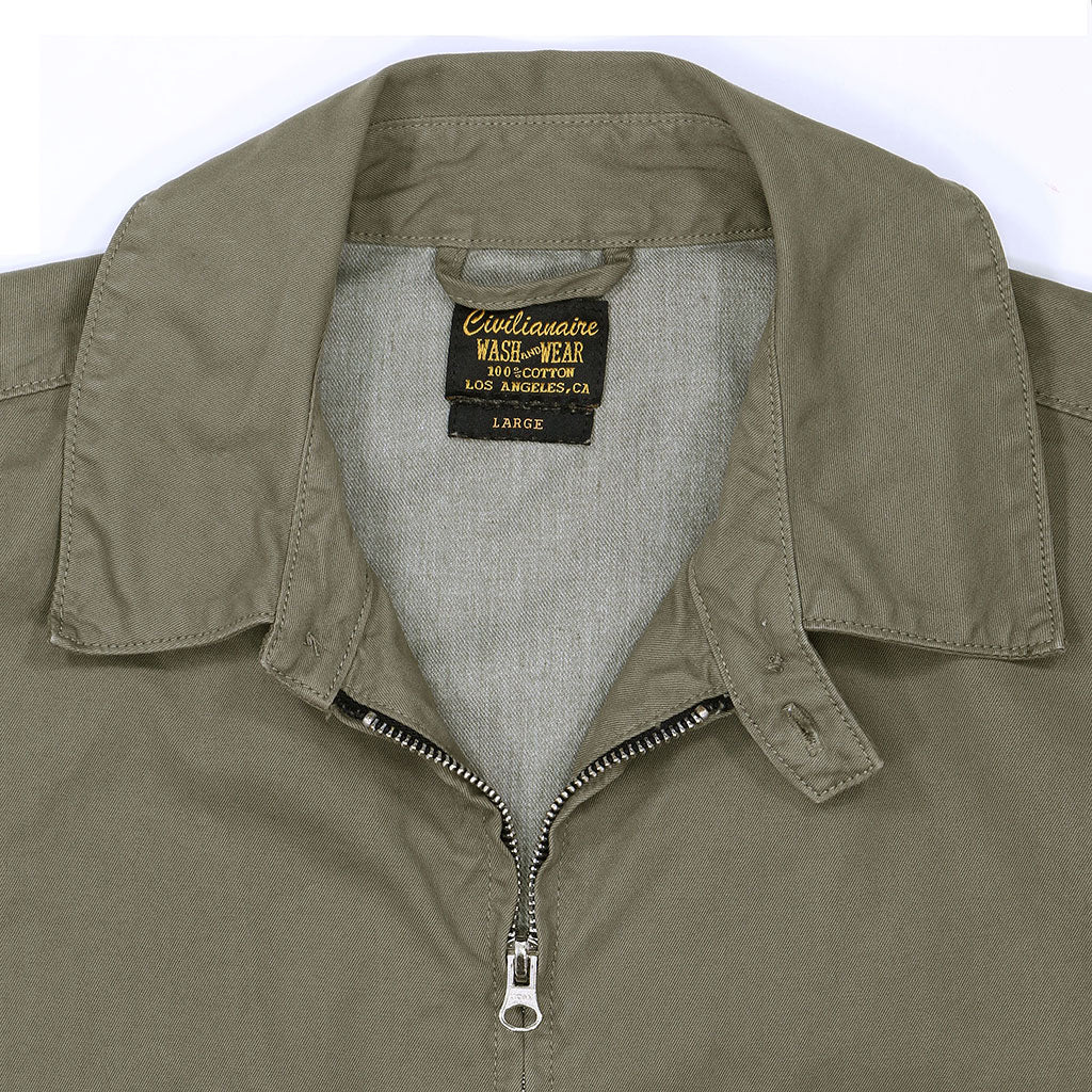 Zip Front 2 Pocket Cotton Cliff Jacket - Dark Celadon