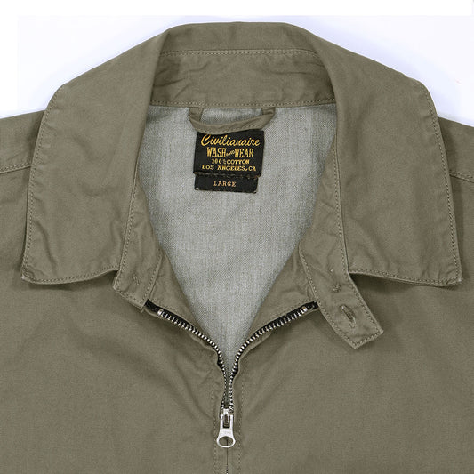Zip Front 2 Pocket Cotton Cliff Jacket - Dark Celadon
