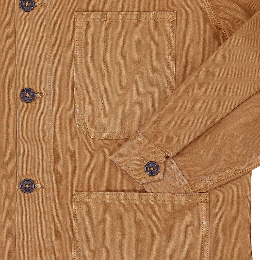 4 Pocket Chore Jacket Cotton Twill with Corduroy Collar - Boston Brown