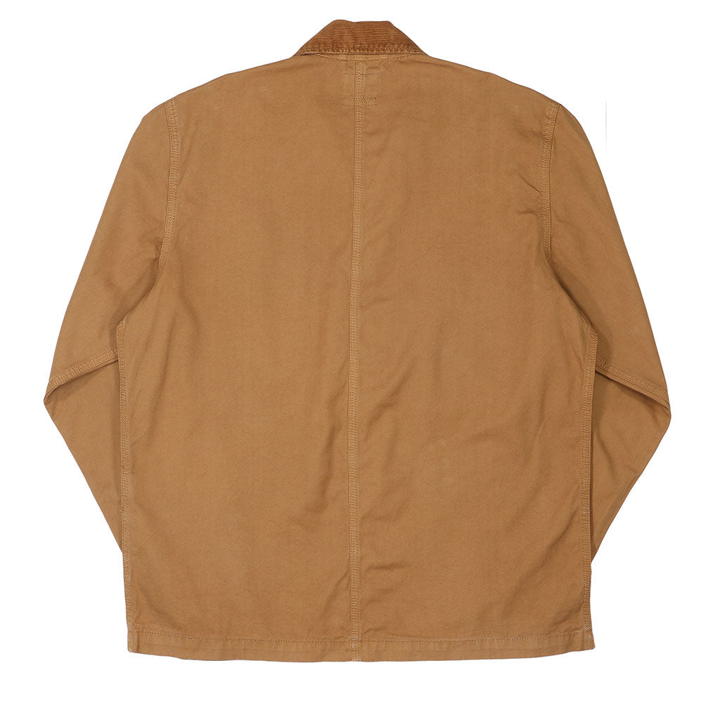 4 Pocket Chore Jacket Cotton Twill with Corduroy Collar - Boston Brown