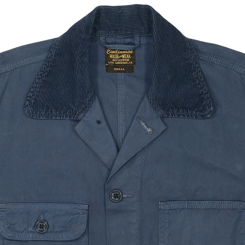 4 Pocket Chore Jacket Cotton Twill with Corduroy Collar - Moon