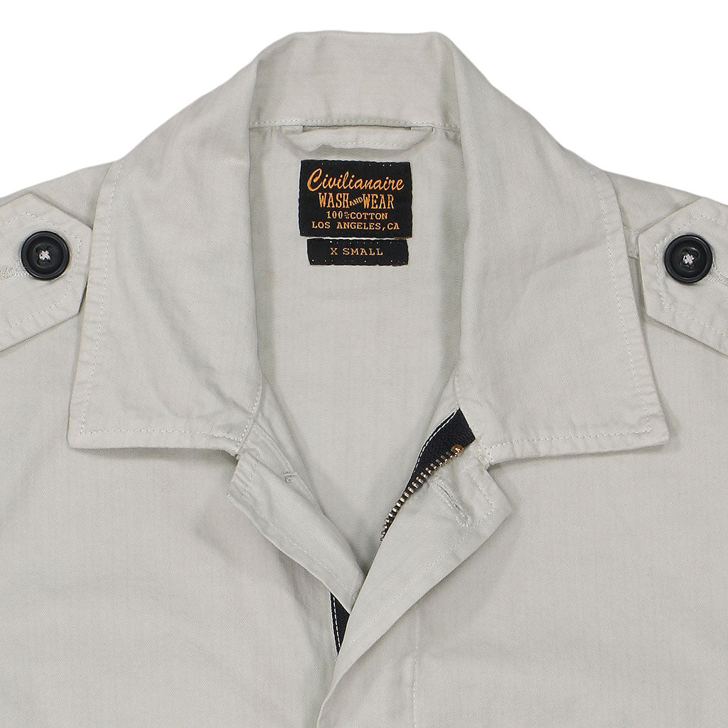 5 Pocket Camo Herringbone Cotton Officer Zip Jacket - Crystal Green