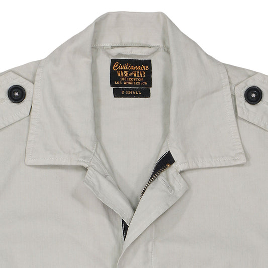 5 Pocket Camo Herringbone Cotton Officer Zip Jacket - Crystal Green