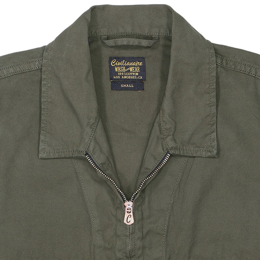 Notch Flap Pockets Zip-Up Rincon Twill Jacket - New Army Green