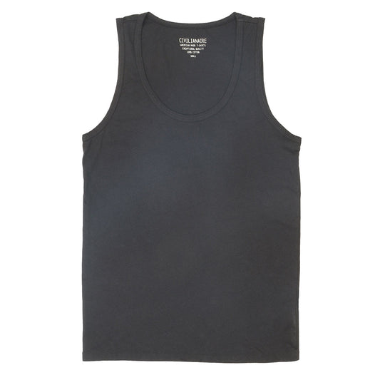 "Peace Store" Cotton Tank Top  - Black Coal