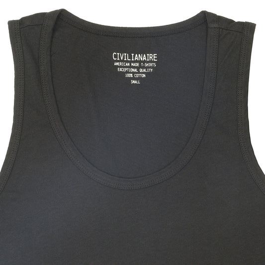 "Peace Store" Cotton Tank Top  - Black Coal