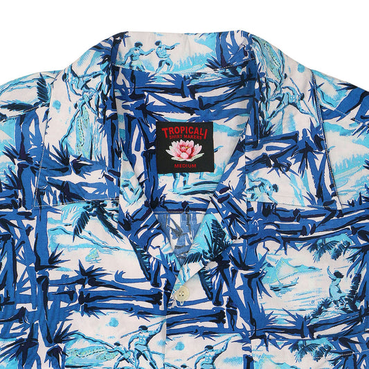 TROPICALI Womens Short Sleeve Cropped Hawaiian Shirt - Blue Dragons –  Civilianaire