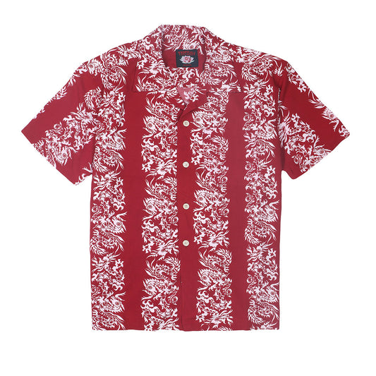 TROPICALI Short Sleeve 1-Pocket Flat Collar Hawaiian Shirt - Red Dragon