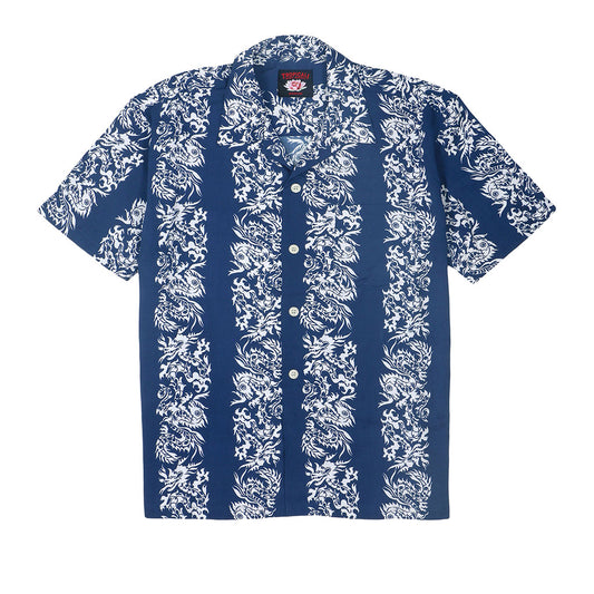 TROPICALI Short Sleeve 1-Pocket Flat Collar Hawaiian Shirt - Blue Dragon