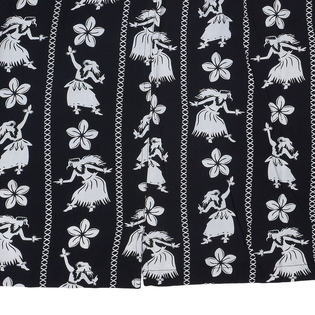 TROPICALI Short Sleeve 1-Pocket Flat Collar Hawaiian Shirt - Black Hula