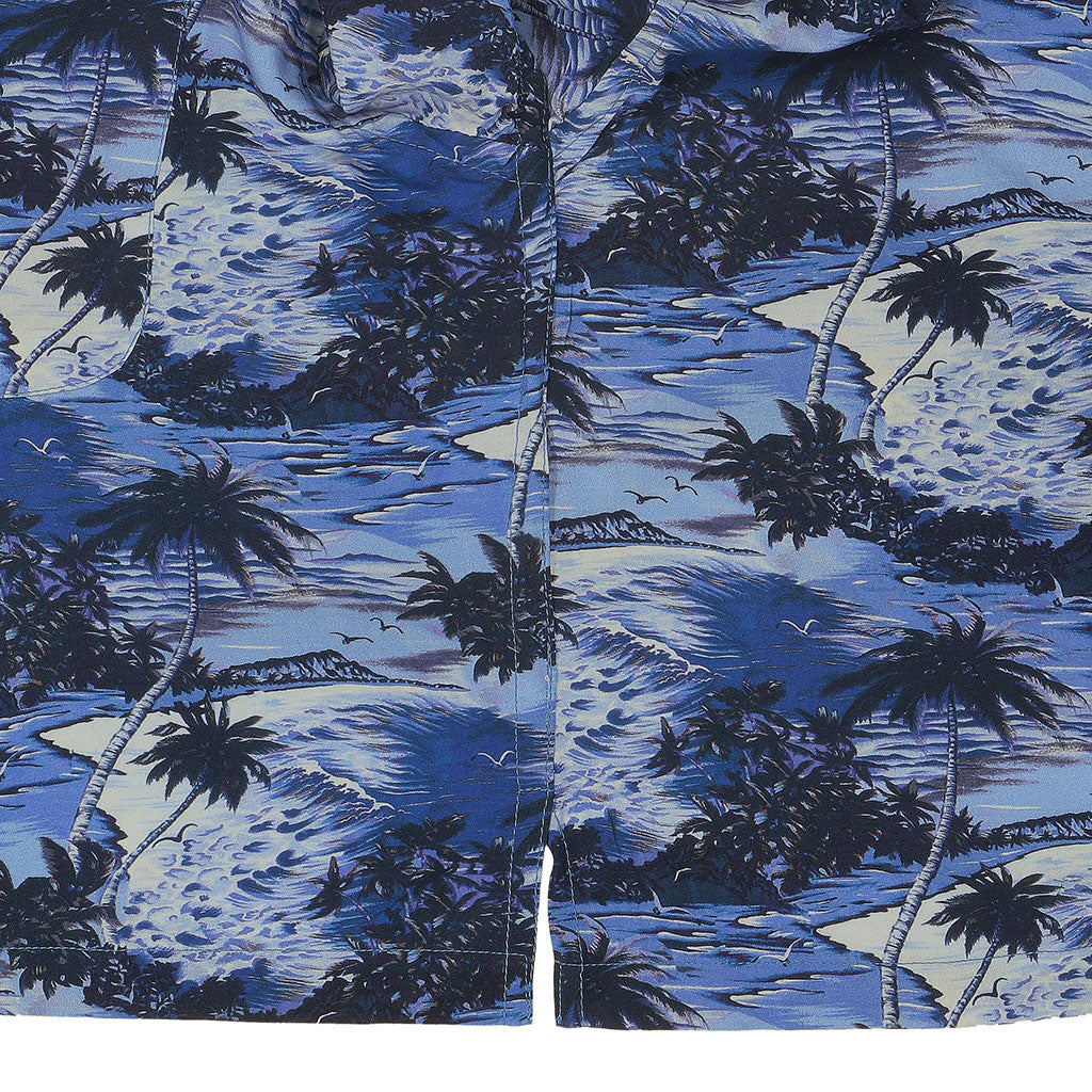 TROPICALI Womens Short Sleeve Cropped Hawaiian Shirt - Blue Palms
