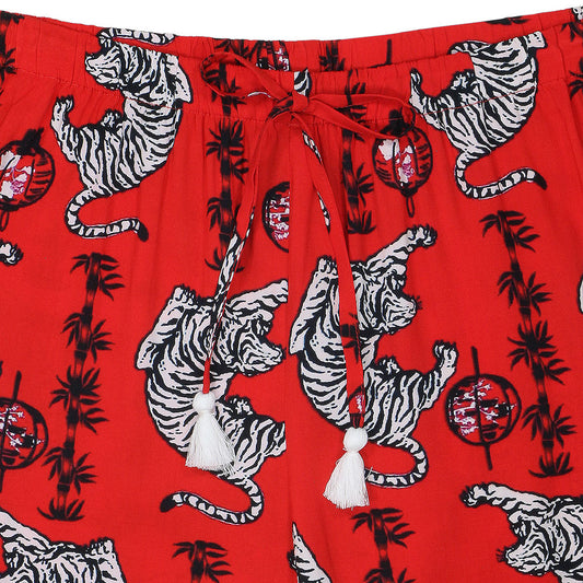 TROPICALI Womens  Hawaiian Pants - Red Tiger