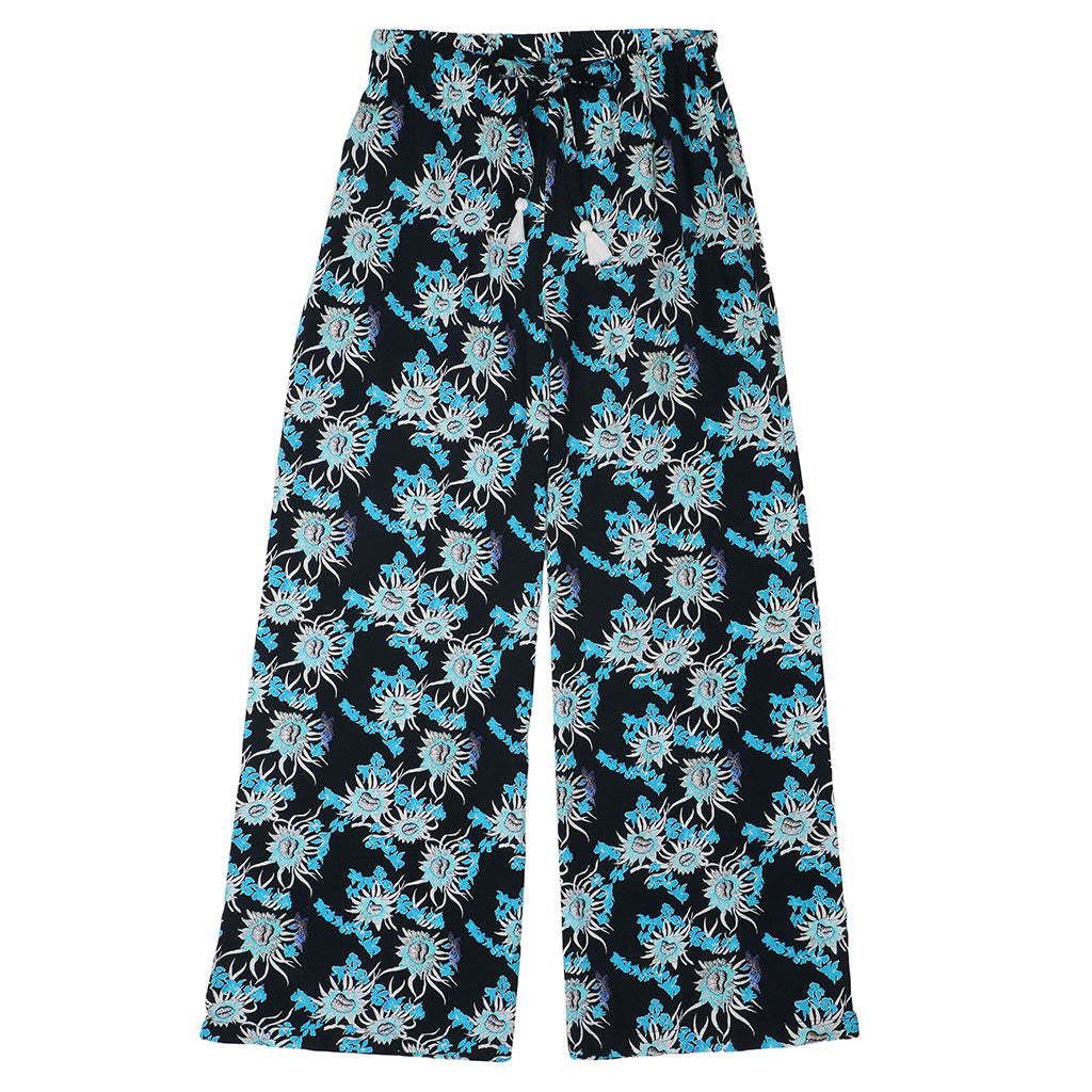 TROPICALI Womens Hawaiian Pants Old Blue Flower Civilianaire