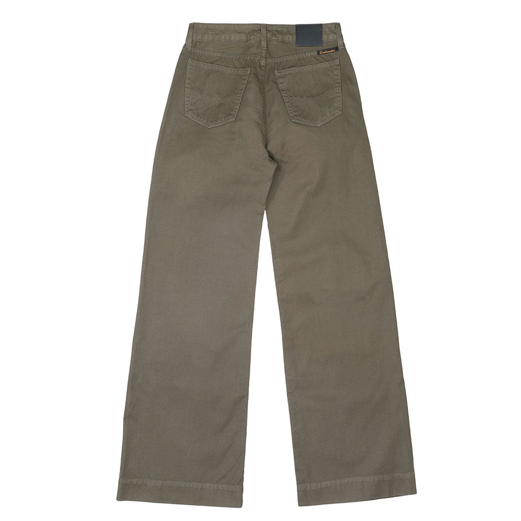 5-Pocket High Rise Wide Twill Pants - Olive Khaki