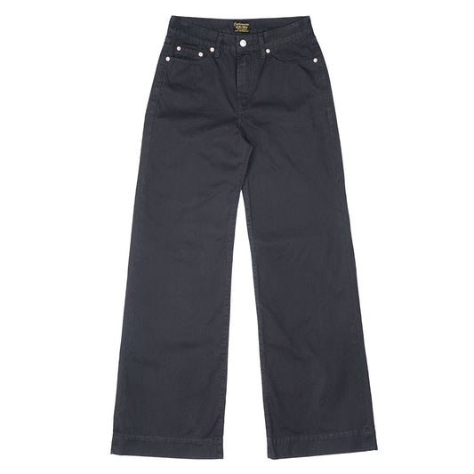 5-Pocket High Rise Wide Twill Pants - Black Coal