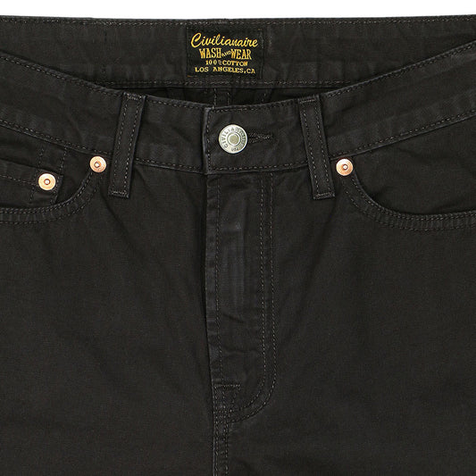 5-Pocket High Rise Wide Twill Pants - Black Coal