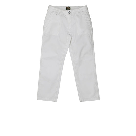 Military Cotton Twill Crop Pant - White