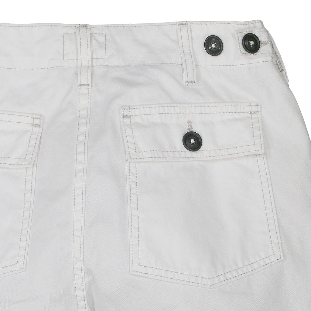 Military Cotton Twill Crop Pant - White